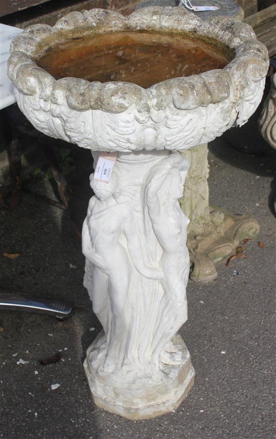 3 Graces stone bird bath
